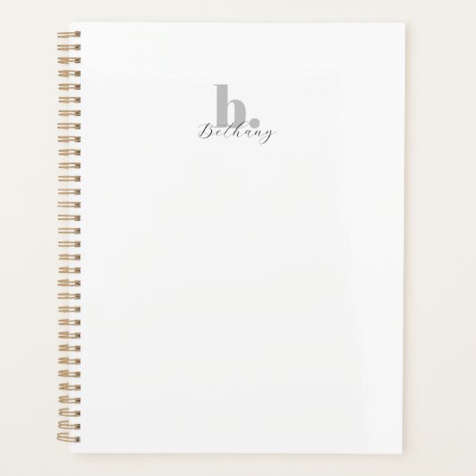 Elegant Modern Monogram Script Naam Planner (Voorkant)