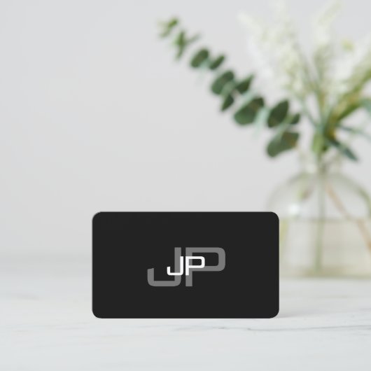 Elegant Modern Monogram Sjabloon Afgeronde hoeken Visitekaartje (Staand voorkant)