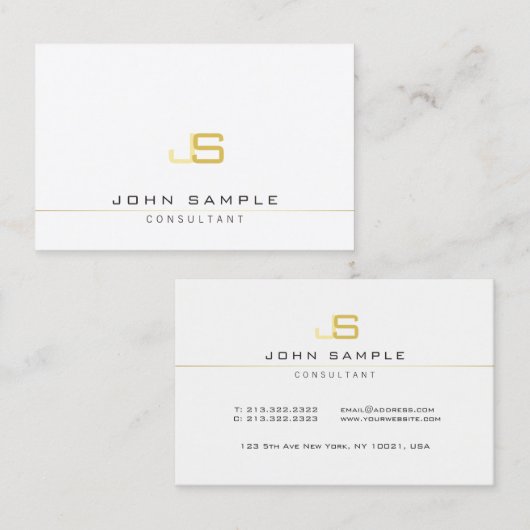 Elegant Modern Monogram Sjabloon Professional Visitekaartje (Voorkant / Achterkant)