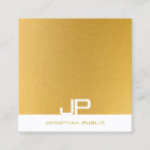 Elegant Modern Monogram Sjabloon Trendy Gold Vierkante Visitekaartje (Voorkant)
