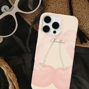 Elegant modern monogram Stijlvolle kersen Roze str iPhone 16 Pro Max Hoesje