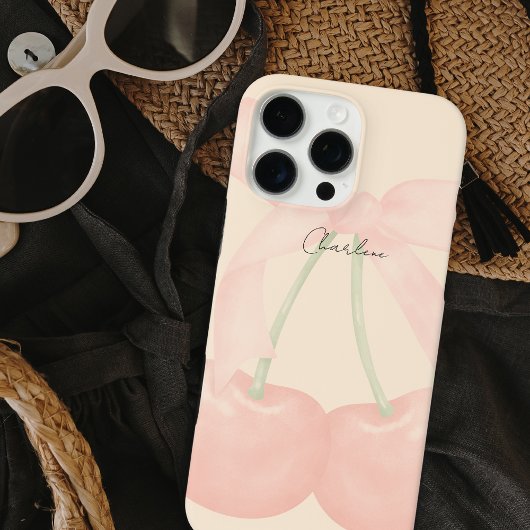 Elegant modern monogram Stijlvolle kersen Roze str Case-Mate iPhone Case