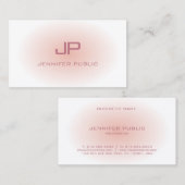 Elegant modern monogram Trendy Blush Pink White Visitekaartje (Voorkant / Achterkant)