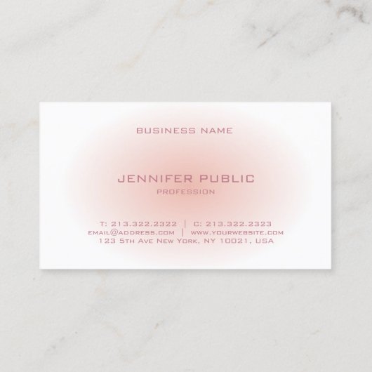 Elegant modern monogram Trendy Blush Pink White Visitekaartje (Achterkant)