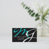 Elegant Modern Monogram Visitekaartjes (Staand voorkant)