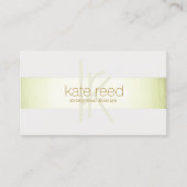 Elegant modern monogram voor groene Folie Stripe Visitekaartje (Voorkant)