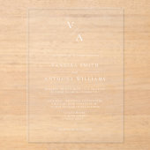 Elegant Modern Monogram Weddenschap Acryl Uitnodigingen (Voorkant)