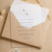 Elegant Modern Monogram Weddenschap Acryl Uitnodigingen