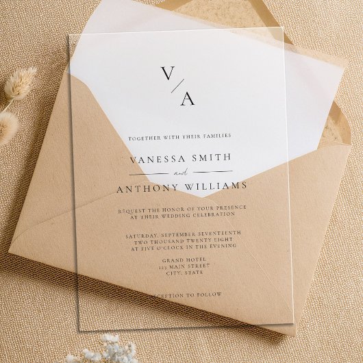Elegant Modern Monogram Weddenschap Acryl Uitnodigingen