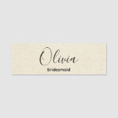 Elegant Modern Monogram Weddenschap Bridesmaid Naamplaatje (Voorkant)