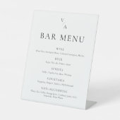 Elegant Modern Monogram Wedding Bar Menu Reclamebord Met Voetstuk (Voorkant)