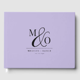 Elegant Modern Monogram Wedding Lavender Gastenboek