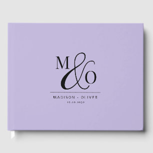 Elegant Modern Monogram Wedding Lavender Gastenboek