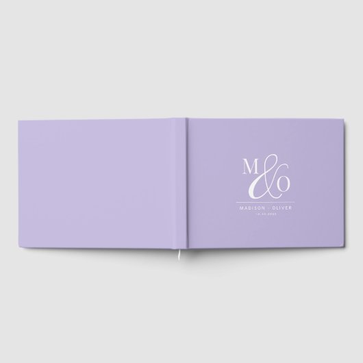 Elegant Modern Monogram Wedding Lavender Gastenboek (Volledig)