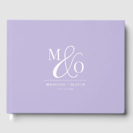 Elegant Modern Monogram Wedding Lavender Gastenboek