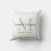 Elegant Modern Monogram White Wedding Keepslag Kussen (Achterkant)