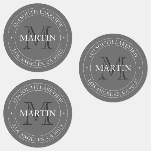 Elegant modern monogram wit en grijs | Waterdicht Labels (Groep)