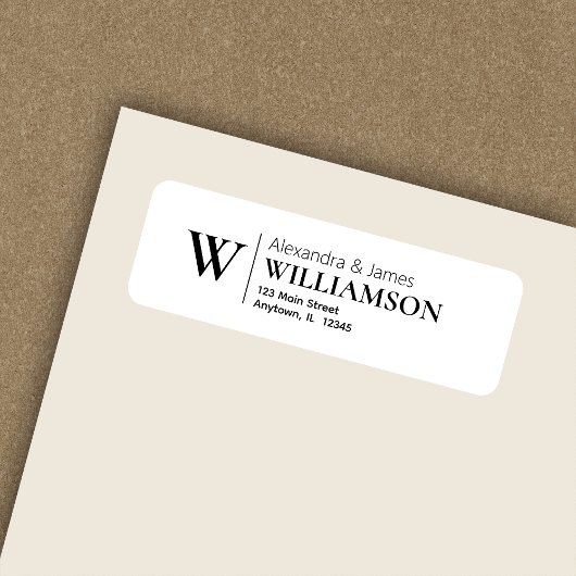 Elegant Modern Monogram Wit Retouradres Etiket