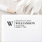 Elegant Modern Monogram Wit Retouradres Etiket (Insitu)