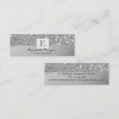 Elegant Modern Monogram Zilver Glitter Bokeh Mini Visitekaartje (Voorkant / Achterkant)