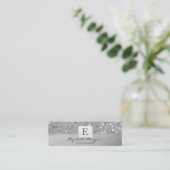 Elegant Modern Monogram Zilver Glitter Bokeh Mini Visitekaartje (Staand voorkant)