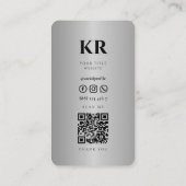 Elegant Modern Monogram Zilver Professioneel Visitekaartje (Achterkant)