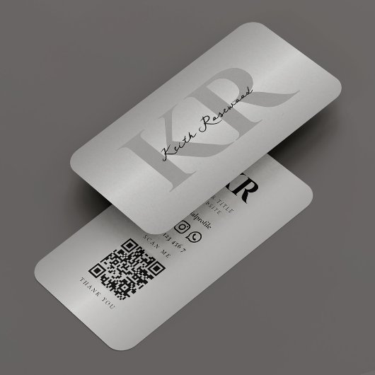 Elegant Modern Monogram Zilver Professioneel Visitekaartje