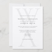 Elegant Modern Monogram Zwart & Ecru Huwelijk Kaart (Voorkant)