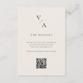 Elegant Modern Monogram Zwart en Ivoor Huwelijk Informatiekaartje (Voorkant)
