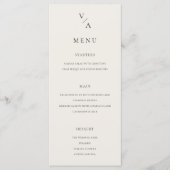 Elegant Modern Monogram Zwart en Ivoor Huwelijk Menu (Voorkant)