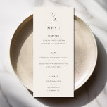 Elegant Modern Monogram Zwart en Ivoor Huwelijk Menu<br><div class="desc">Modern huwelijksmenu met minimalistisch monogram typografisch ontwerp in zwart en ivoren kleur.</div>