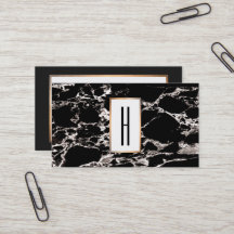 Elegant modern monogram, zwart marmer, steen