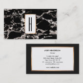 Elegant modern monogram, zwart marmer, steen visitekaartje (Voorkant / Achterkant)