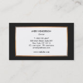 Elegant modern monogram, zwart marmer, steen visitekaartje (Achterkant)