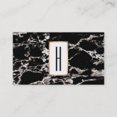 Elegant modern monogram, zwart marmer, steen visitekaartje (Voorkant)