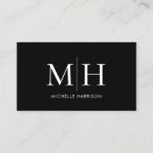 Elegant Modern Monogram Zwart Wit Professioneel Visitekaartje (Voorkant)