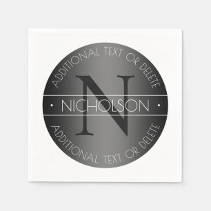Elegant Modern Monogram Zwart & Wit Schaduw Servet