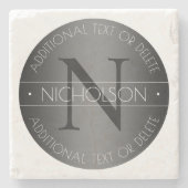 Elegant modern monogram zwart-wit schaduweffect stenen onderzetter (Voorkant)