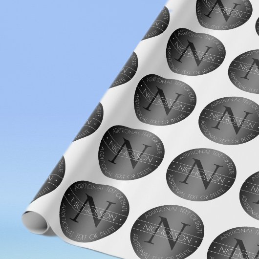 Elegant modern monogram zwart-wit schakering cadeaupapier
