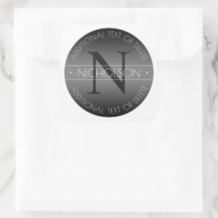 Elegant modern monogram zwart-wit schakering vierkante sticker