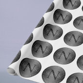 Elegant Modern Monogram Zwart-wit Shading Cadeaupapier