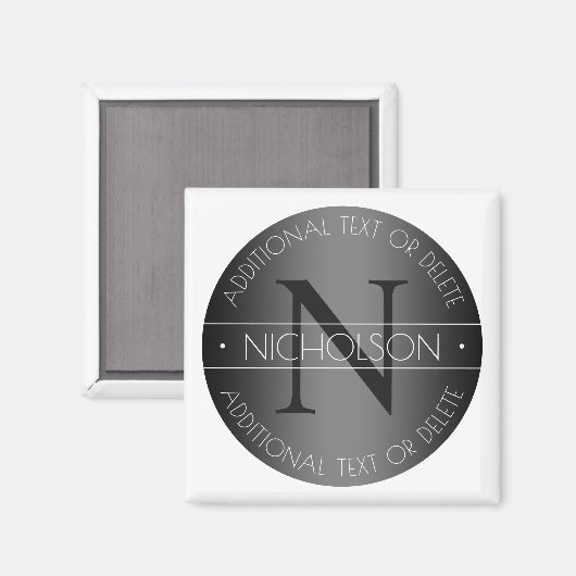 Elegant Modern Monogram Zwart-wit Shading Magneet (Voorkant / Achterkant)