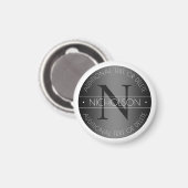 Elegant modern monogram zwart-wit shading magneet (Voorkant / Achterkant)