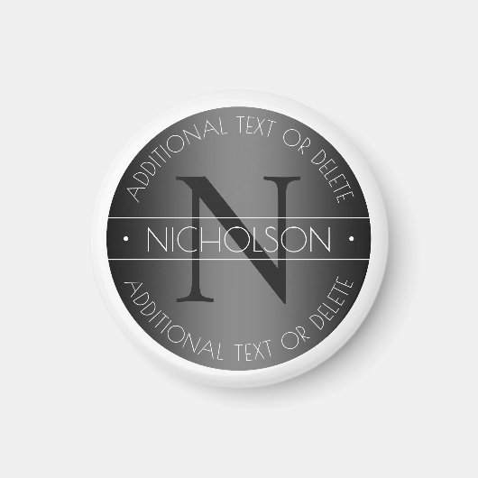 Elegant modern monogram zwart-wit shading magneet (Voorkant)