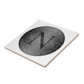 Elegant Modern Monogram Zwart-wit Shading Tegeltje (Zijkant)