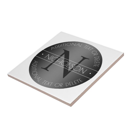 Elegant Modern Monogram Zwart-wit Shading Tegeltje (Zijkant)