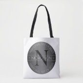 Elegant Modern Monogram Zwart-wit Shading Tote Bag (Voorkant)