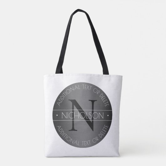 Elegant Modern Monogram Zwart-wit Shading Tote Bag (Achterkant)