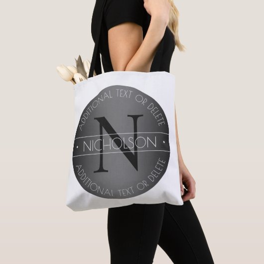 Elegant Modern Monogram Zwart-wit Shading Tote Bag (Dichtbij)