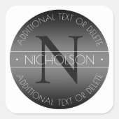 Elegant Modern Monogram Zwart-wit Shading Vierkante Sticker (Voorkant)